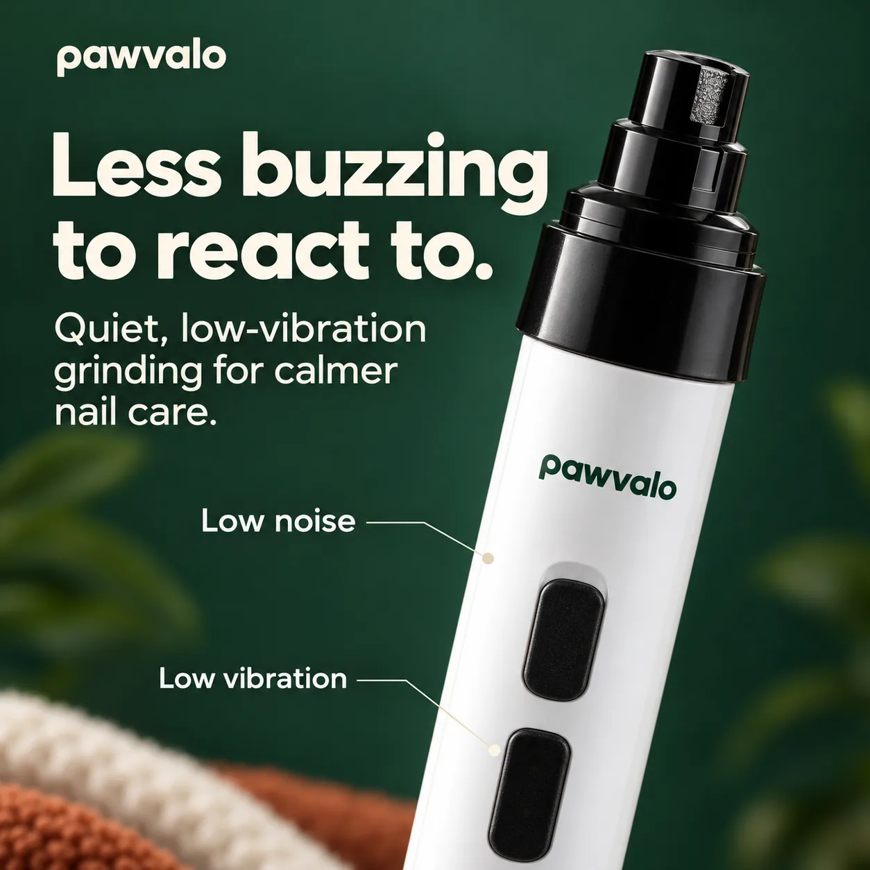 Less buzzing: low noise and low vibration while grinding